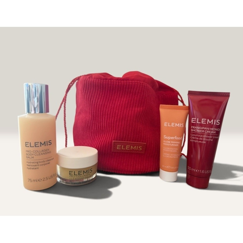 Elemis Skincare Gift Set 4 Piece + Velvet Drawstring Bag. Travel Size. New!